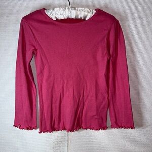 GARANIMALS Lettuce-Edge Tee with Long Sleeve Pink Ribbed Girls 5T
